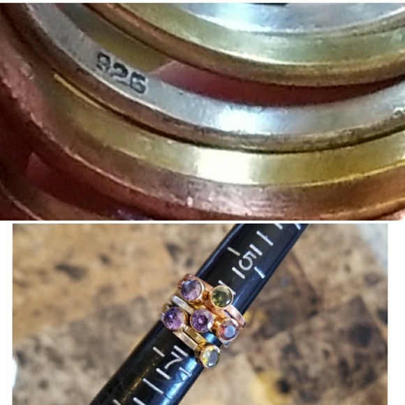 Genuine 6 band, Amethyst, Peridot, Garnet ring 6 - Picture 4 of 4